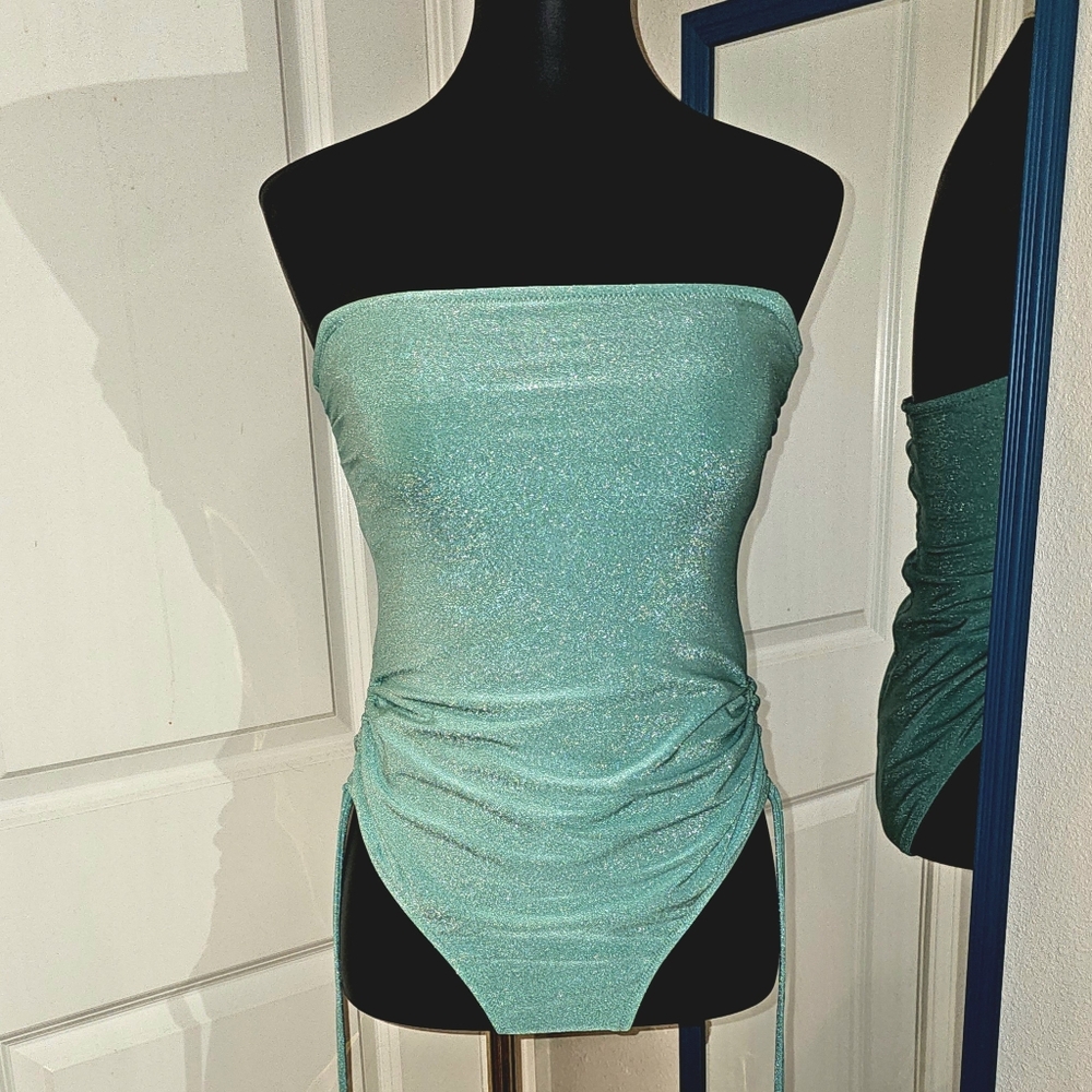 Women's Shade & Shore Shimmer Strapless Swimsuit Size M (8/10)